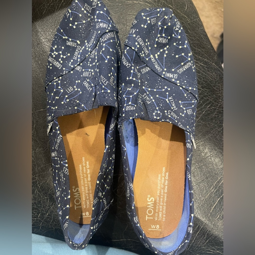 Size 8 - Toms - Zodiac Sign/constellation print - worn less than 5x